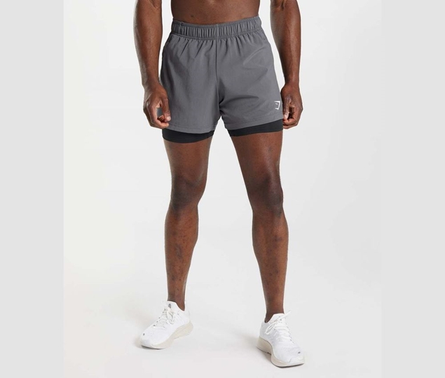Gymshark Running 2 In 1 Shorts - Black/Silhouette Grey